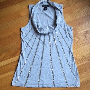 White House Black Market sexy sleeveless top with silver sequins